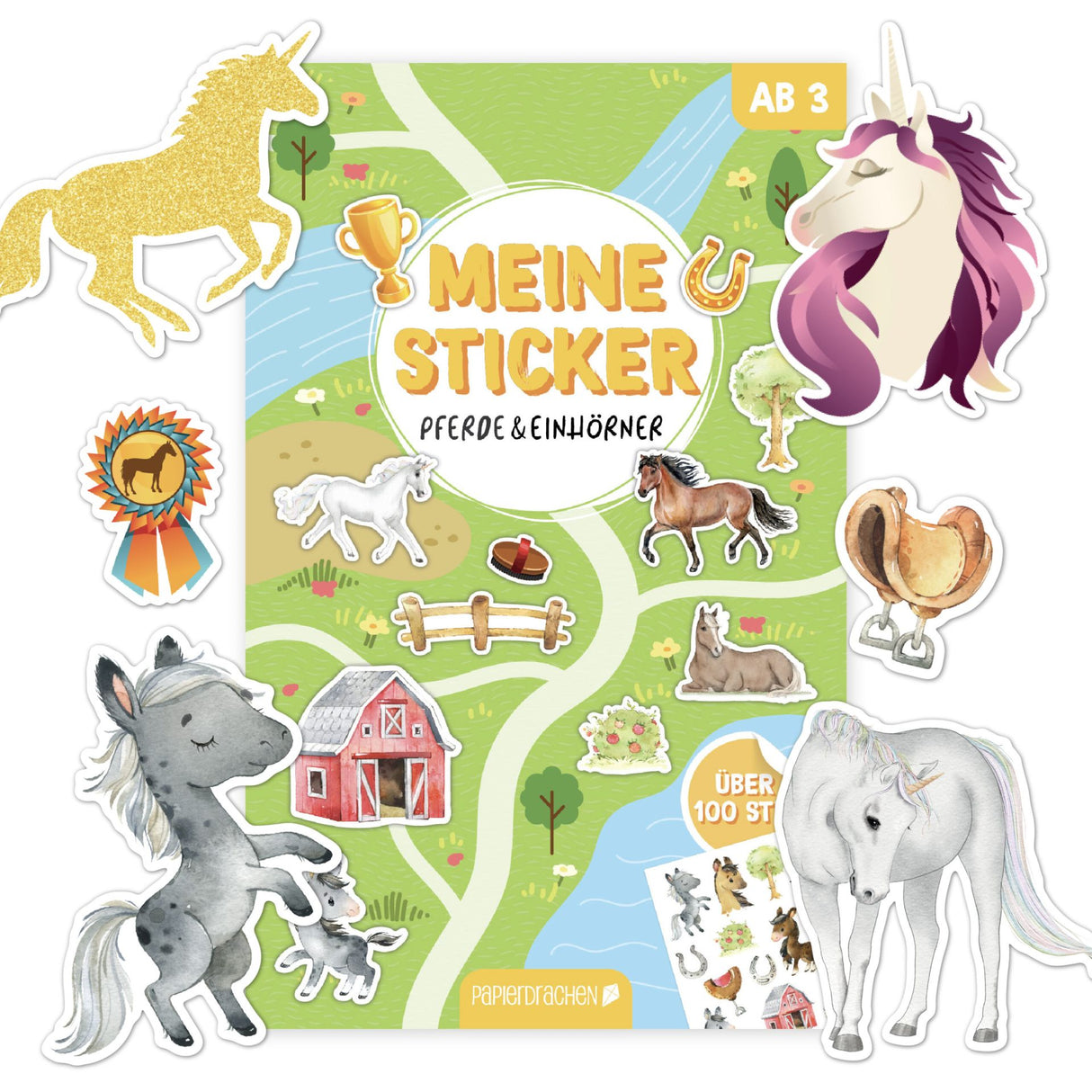 Stickerblock Pferd und Einhorn