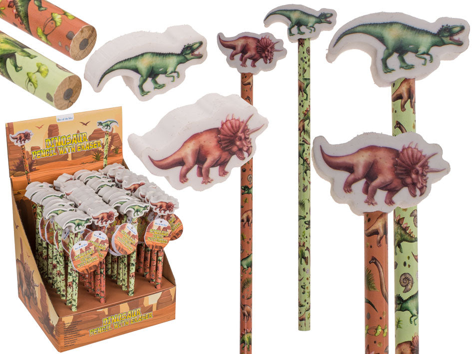 Bleistift mit Radiergummi Dino assortiert