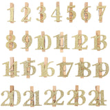 Adventskalender Glitzer Holzzahlen mit Klammern Gold