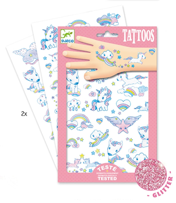 Kinder Tattoo Einhorn 2 Bögen Rosa