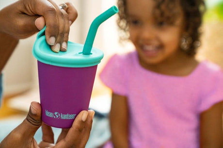 Kinder Edelstahl Trinkbecher mit Strohhalm Coral