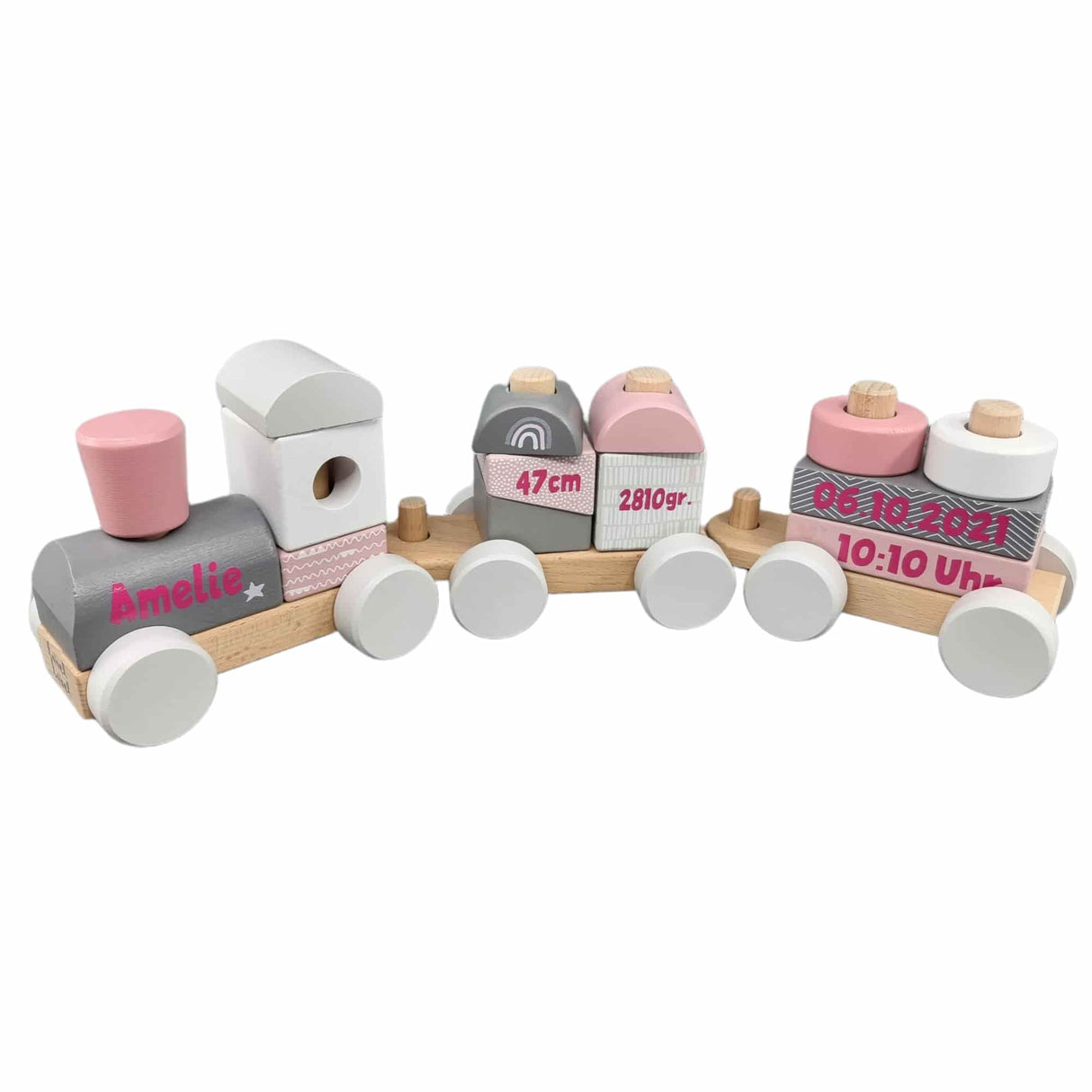 Label Label Eisenbahn mit Steckformen Rosa